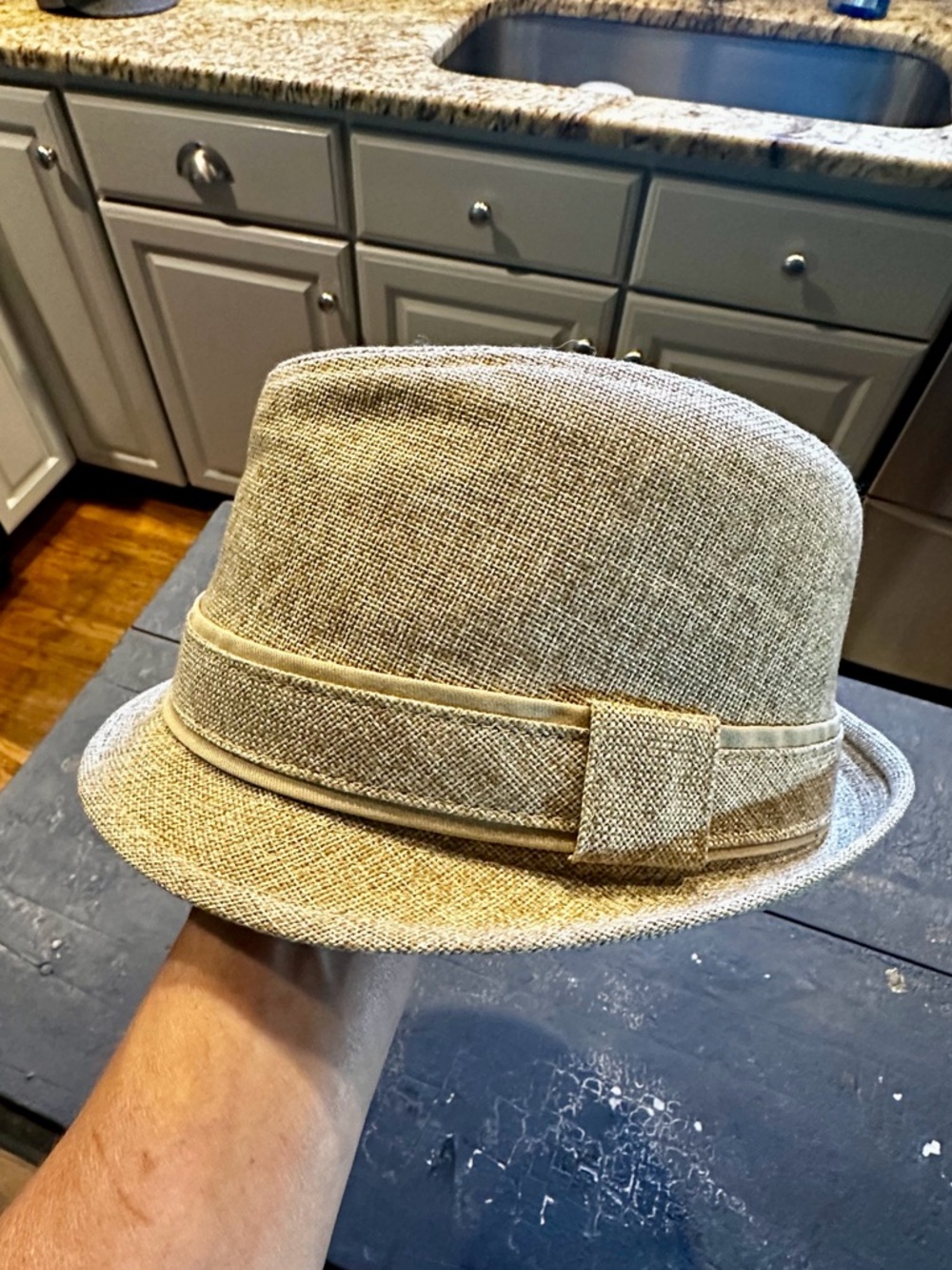 Vintage Retro 7 Woven Trilby Fedora Hat - Hazelnut - L/XL